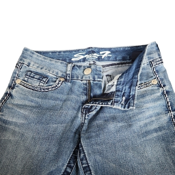 Seven skinny blue white low rise denim Jean pants - Picture 3 of 10